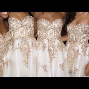 Gold/White Strapless Dress (Sweet 16/Quinceañera)
